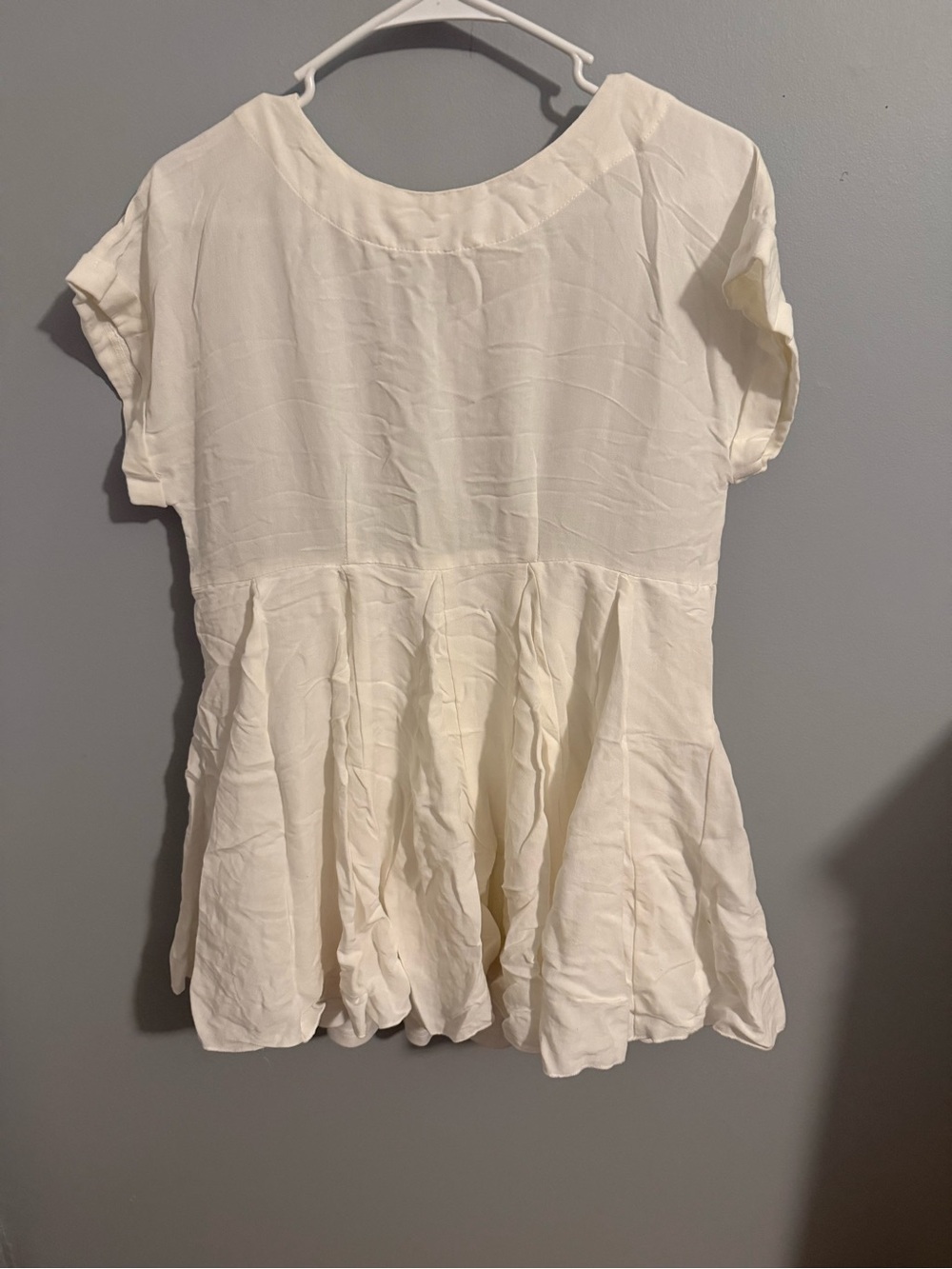 Women's Cream Short Sleeve Peplum Dress